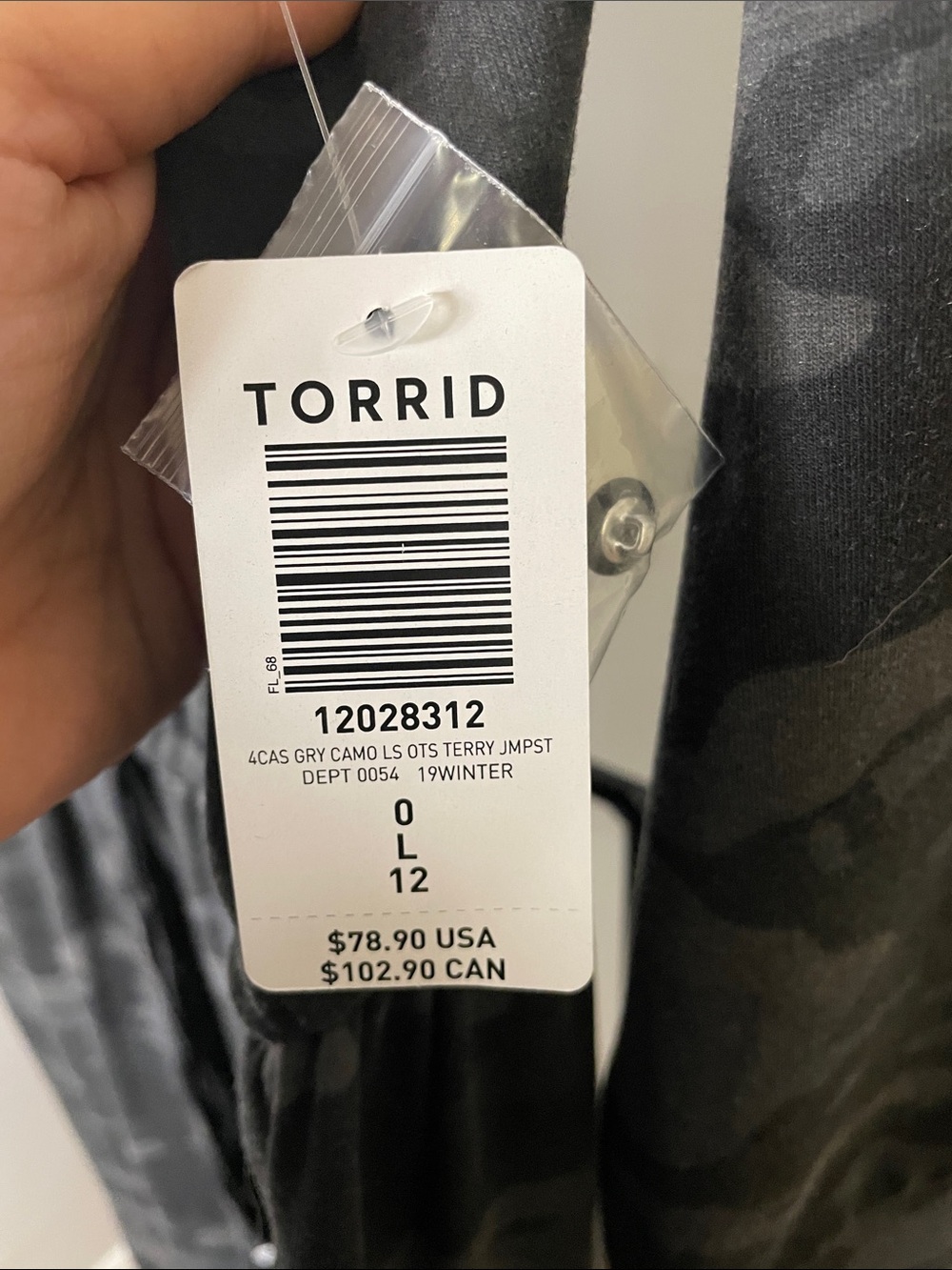 torrid Black & Gray Camo Drawstring Jumpsuit - Picture 6 of 6